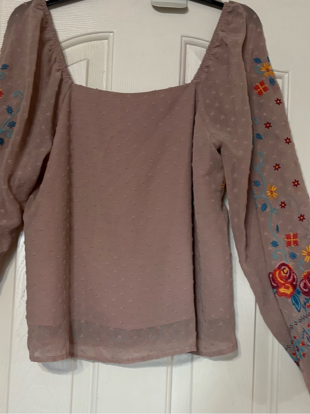 Savanna Jane Top Embroidered Blouse Boho Long Sleeve Floral Peasant - Picture 4 of 7